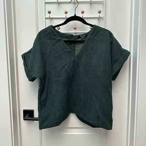 MADEWELL GREEN CORDUROY TOP